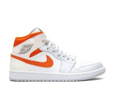 Color: Blanco con naranjo - Nike Air Jordan 1 Mid blancas con naranjo