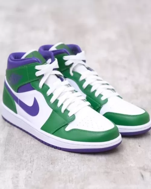 Nike Air Jordan 1 Mid verde con blanco y logo azul - Tienda del Oso | Tienda de Zapatillas 